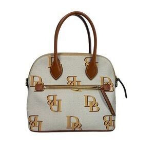 Dooney & Bourke Dome Satchel Women Small White Monogram Excellent Coated Canvas